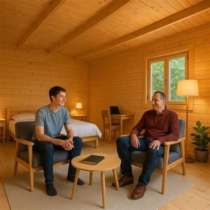 Can my son live in a log cabin in my garden?