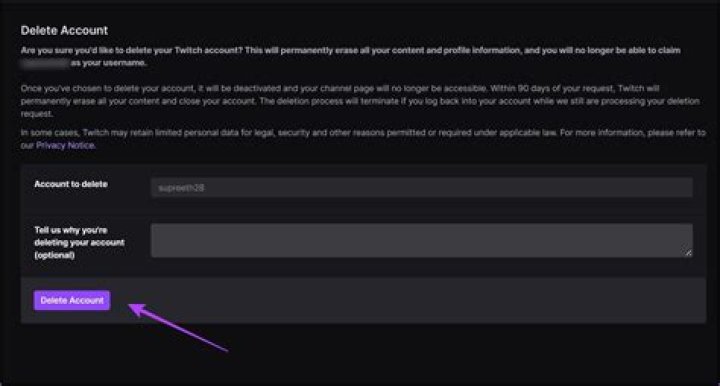How do you delete Twitch account?