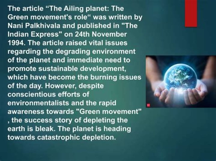 Why does the author call Earth the ailing planet who is responsible for it's condition in your opinion how can the ailing planet survive?